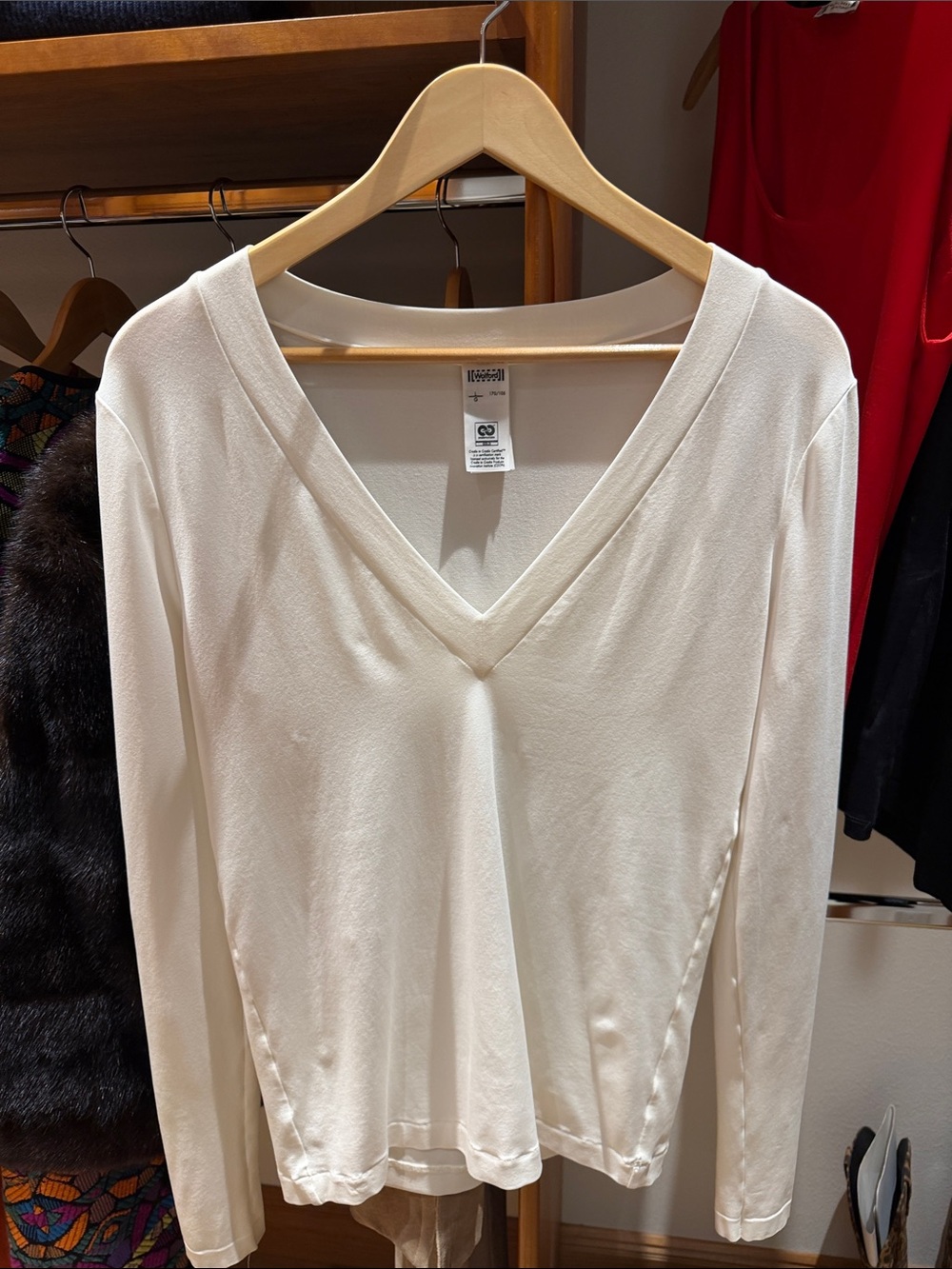 Wolford Creamy White V-Neck Long Sleeve Top